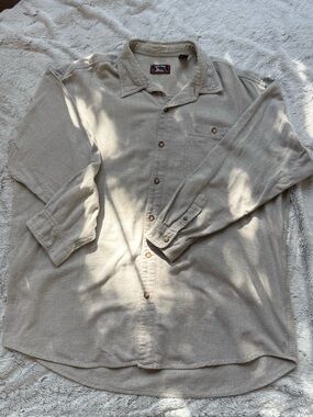 Canyon Ridge Men's 3XL Beige Button-Up Shirt Heavyweight Long Sleeve Layering